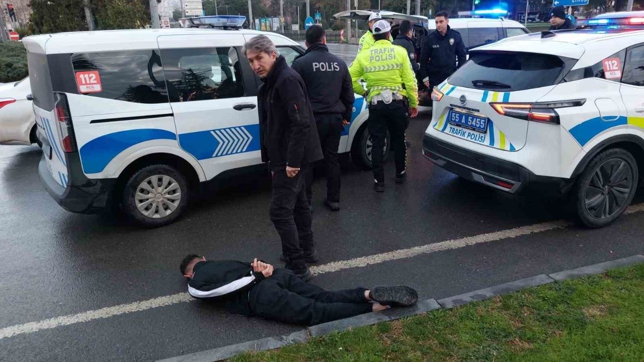 samsun’da film gibi kovalamaca hırsızlık zanlısı polis ekipleri tarafından yakalandı