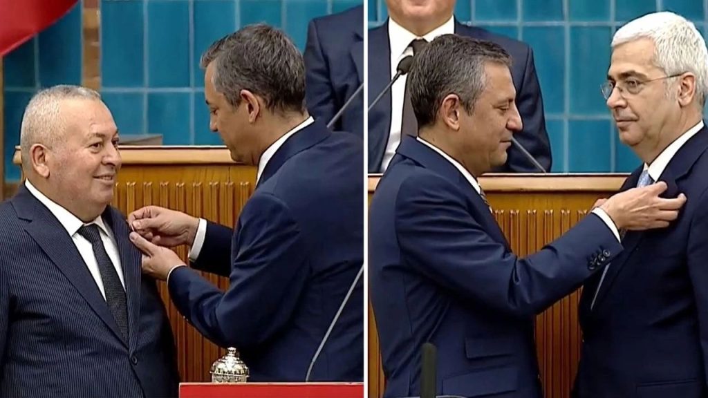 cemal enginyurt ve salih uzun, chp’ye katıldı rozetlerini Özgür Özel takti
