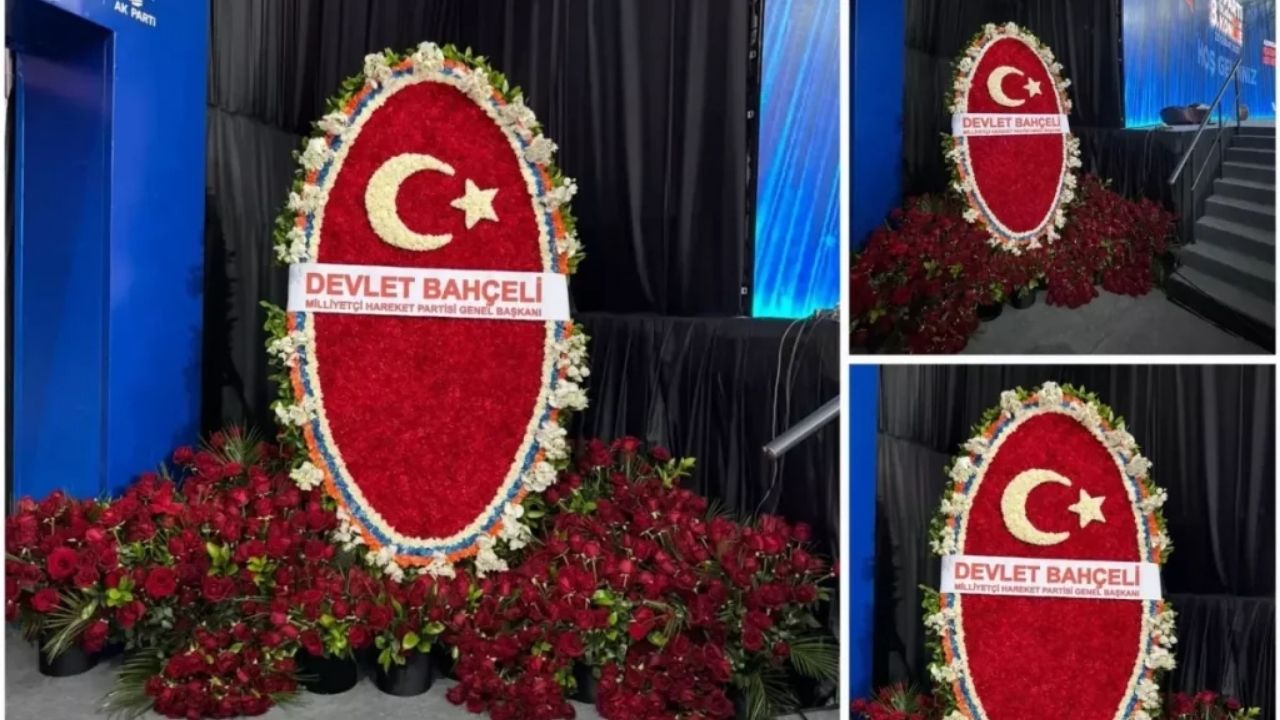 Devlet Bahçeli'nin AK Parti kongresine özel sürprizi Çiçek aranjmanı!
