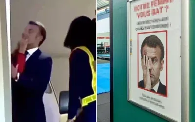 Macron’un eşi tarafından tokat yemesi büyük skandal! Afişteki slogan şaşırtıcı!