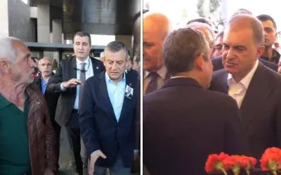 AK Parti Sözcüsü Ömer Çelik, yumruklu saldırı sonrası Özgür Özel ile cenaze töreninde buluştu.