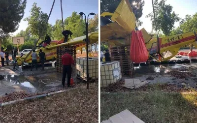 Seyhan Baraj Gölü’nden çıkarılan yangın söndürme uçağı enkazı
