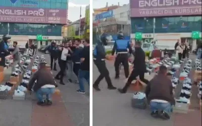 Seyyar satıcı polisle kavga etti, müdahale geldi