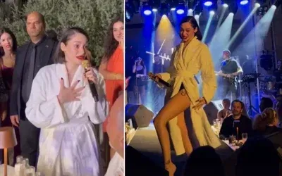 Uçakta valizi kaybolan Alya, bornozla sahneye çıktı