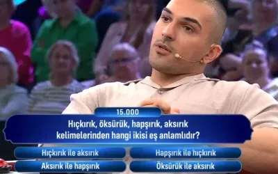 Hıçkırık, öksürük, hapşırık ve aksırık eş anlamı olan hangi iki kelime?