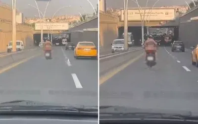 Sürpriz bir seyahat: İç çamaşırıyla motosikletin arkasında!