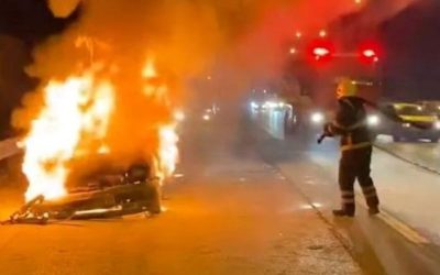 Üsküdar TEM’de Otomobil Alev Aldı