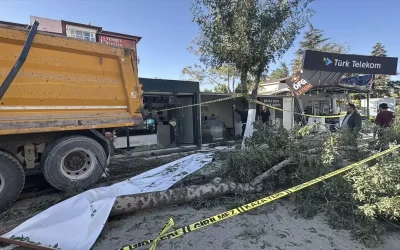 Malatya’da fren arızası: Kamyon 7 konteyner iş yerine çarptı